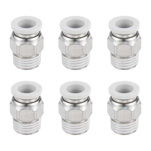 sourcing map 6 Pcs Pneumatic Fitting, PC8-02 8mm Tube OD x 1/4 Inch PT Push to Connect Pneumatic Tube Fittings, Straight