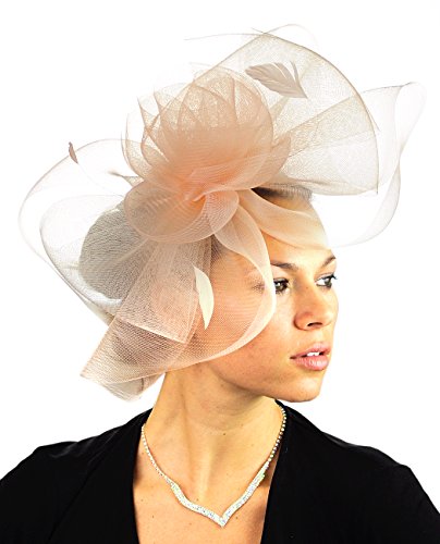 NYFASHION101 Elegant Formal Curlicue Center Sinamay Fascinator Headband - Champagne