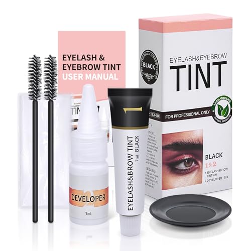 Eyelash & Eyebrow Color Kit, Black Lash & Brow Color Kit, Instant Eyebrow Coloring Set with Natural...