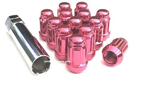 12x1.5 Spline Tuner Lug Nuts Wheel Locks (20 Lugs & 1 Key Included) (12mmx1.50 Thread Size) (Pink)