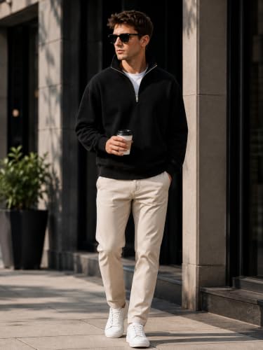 Image of Men's Cotton Fleece Half Zipper Sweatshirt