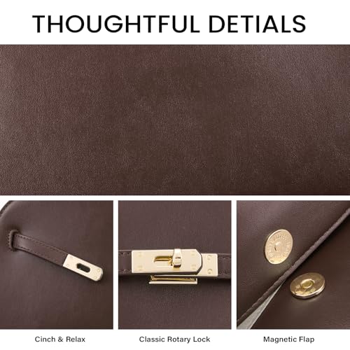 CLUCI Purses for Women, Water Repellent Shoulder Handbags with 2 Adjustable Straps, Vegan Leather Crossbody Bag Brown — view 5