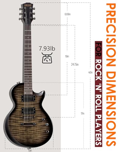 Image of AKLOT 24-Fret Electric Guitar Kit, 40 inch Single Cut (LP Style), Modern Playability Coil-Split Humbucker Pickups, 18:1 Tuning Pegs,W /Guitar Accessories Gig Bag,Cable,Strap,Picks,Strings,Tuner,Book