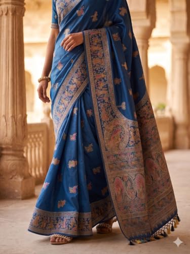 House of Neyvara thread embroidery silk saree in soft silk – image 3