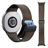 TiMOVO Magnetic Leather Bands Compatible with Sams-ung Galaxy Watch 8 Band 40mm 44mm/8 Classic 46mm, Genuine Leather No Gap Replacement Straps for Men Women, Brown
