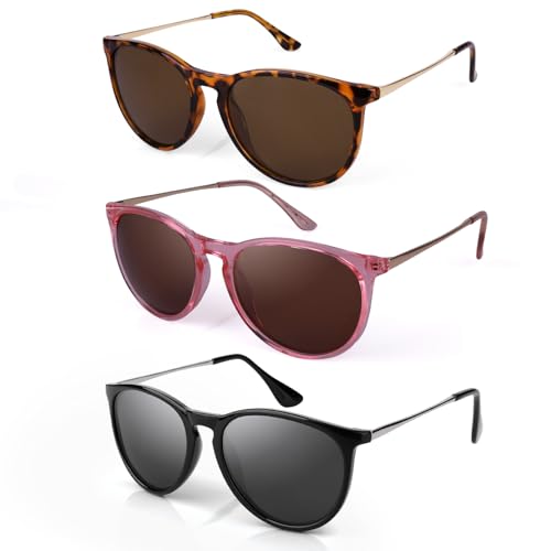 FIMOSON 3 Packs Sunglasses for Women Men, Polarized Trendy Yellow Lens Glasses for Driving, UV400 Protection