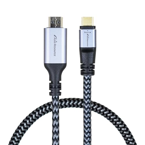 ���S���{��Ɓy���ʊ��ԉ��i�zAsiaResource �SKUSB Type-C to HDMI �ϊ��P�[�u�� 1.8m 4K 60Hz�Ή� �A���~�V�F�� �i�C�����ґg �u���b�N ���j�^�[�ڑ� �X�}�z�Ή� RoHS����