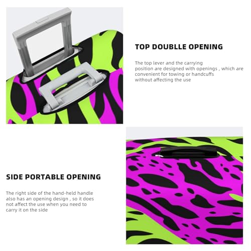 Neon Green Purple Black Pattern Elastic Travel Luggage Covers Dustproof Scratch-Resistant Suitcase Protector Fit 22-24 Inch3