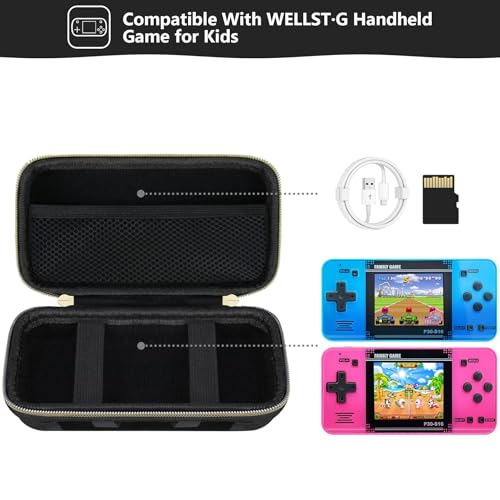 Supmay Carrying Case Compatible with WELLST·G Handheld Game for Kids -Preloaded 220 Retro Video Games, Portable Gaming Player Storage Holder Travel Bag with Mesh Pocket for USB Cable, Black - Image 3