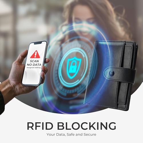 Alldaily Small RFID Blocking Leather Wallet for Women, Bifold with 10 Card Slots and Zipper Pocket (Black)3