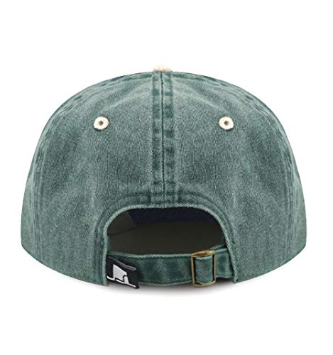 The Hat Depot 100% Cotton Pigment Dyed Low Profile Dad Hat Six Panel Cap (2. Green/Putty)
