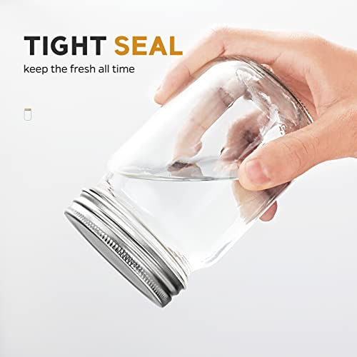 Fruiteam Glass Regular Mouth Mason Jars, 8 Oz Glass Jars With Silver Metal Airtight Lids, 12 Pack For Meal Prep, Food Storage, Canning, Drinking, Overnight Oats, Jelly, Dry Food 3 #TOP3