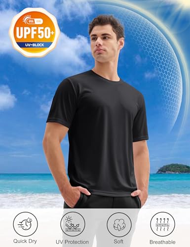 MAGCOMSEN 3 Pack Men's Short Sleeve Quick Dry Shirts Moisture Wicking UPF 50+ Athletic Running Gym Workout Swim T-Shirts2