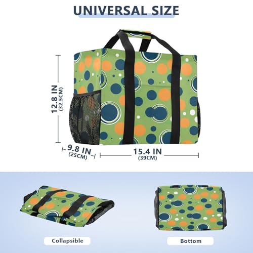 Nander Green Dots Foldable Tote Bag Waterproof Sandproof Women Beach Bag Handbag Gym Bag Travel Shopping Bag2