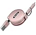 Produktbild DolDer 2 in 1 Ausziehbares Roll-up Micro USB Ladekabel Schnellladekabel kompatibel mit iPhone X/ 8/XR,Galaxy S7/ S7 Edge, Honor V8- Rosegold
