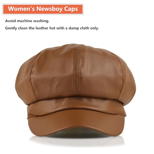 Sombrero de cuero estilo Newsboy para mujer miniatura 5