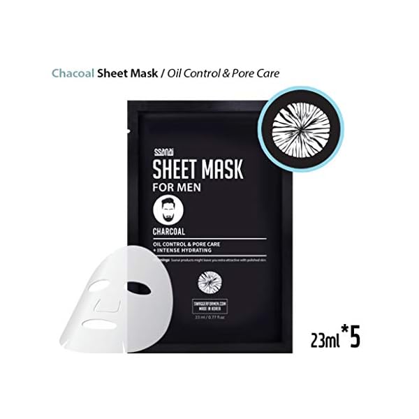 SSANAI-Charcoal-Tea-Tree-Mask-fo-Men-27ml-Pack-of-10-Hydrating-and-Oil-Control-Pore-Care-Men-Facial-Mask-Sheet-Refrehsing-Soothing-Acne-Oily-Skin-After-Shave-Skin-Care SSANAI Charcoal & Tea Tree Mask fo Men 27ml Pack of 10 - Hydrating and Oil Control Pore Care Men Facial Mask Sheet, Refrehsing & Soothing, Acne Oily Skin, After Shave Skin Care