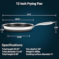 Legacy Culinaryware 8, 10, 12-Inch Tri-Ply Stainless Steel Hybrid Frying Pan Set,Ceramic Nonstick Skillet, Induction & Oven Safe 600°F, PFAS/PFOA Free Professional Clad Cookware — image 9