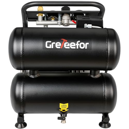 Air Compressor, 4 Gallon Twin Aluminum Tanks 60dB 33 Lbs Ultra Quiet Portable Compressor 1HP, Oil-Free, Ideal for Home/Garage/Shop Projects,Black