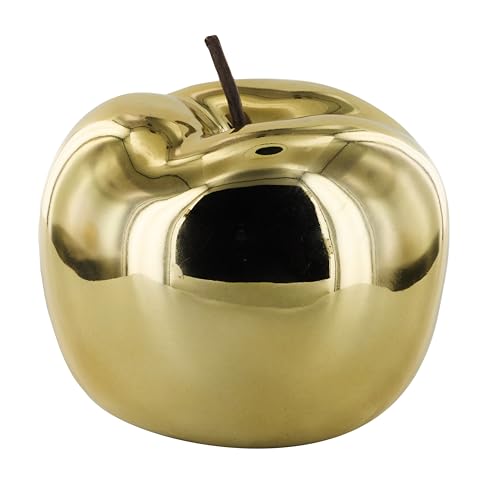 HOME DECO FACTORY - HD0529 - Statue Pomme Dorée en Céramique - Décoration Intérieure Élégante H13cm - Finition Brillante - Design Moderne - Idéale pour...