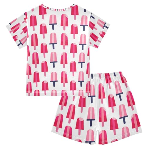 ALAZA Ice Cream Stylish Pajamas Set Short Sleeve Cotton Sleepwear Summer Pjs 2 Piece 5-14Y2