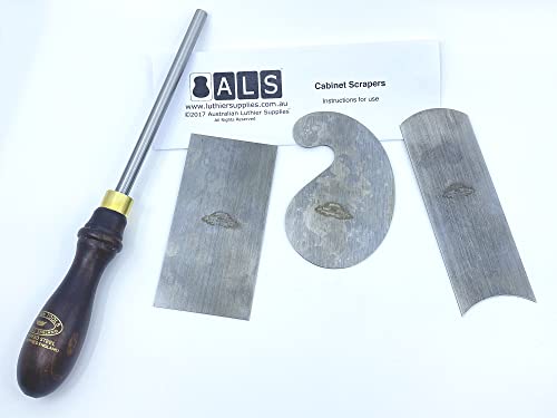ALS Cabinet Scrapers & Burnisher Set of 4 with Instructions, for Woodwork & Guitar Making, Made in Sheffield England - Image 3