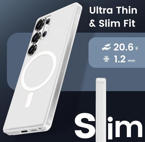 Image of DIZORO Matte Case for Samsung Galaxy S26 Ultra Compatible with MagSafe, Camera Lens Full Protection, Shockproof Translucent Frosted TPU Soft Phone Cover, Anti-Fingerprint (White)
