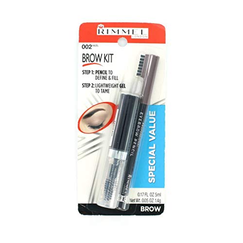 Rimmel Brow Kit Special Value, Clear Styling Gel & Eyebrow Pencil,004 Black Brown