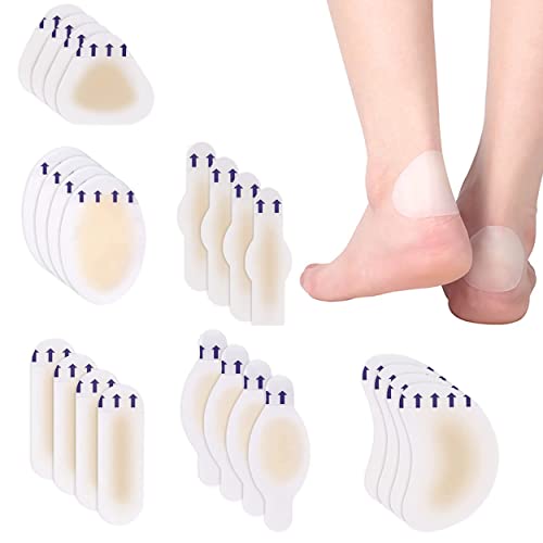 24 Stück Blasenpflaster,Blasenpflaster Ferse,Hydrokolloid Pflaster,Fersenkissen,Blasenpflaster Wandern,Blasenpflaster Zehen,Zehenpflaster Großer Zeh für Schuhe,High Heel Pads Einsätze,Gegen Reibung Cover
