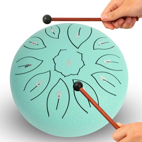 Steel Tongue Drum 6 Inch 11 Notes, C Major Tongue Drum Rain Chime Outside, Chakra Drum for Rain,...