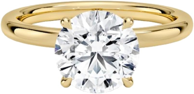 1–5 Carat Round Cut Lab Grown Diamond Ring VVS2 10K 14K 18K Solid Gold & 925 Sterling Silver Engagement Ring Secret Halo Wedding Bridal Anniversary Christmas Gift for Women(IGI Certified)