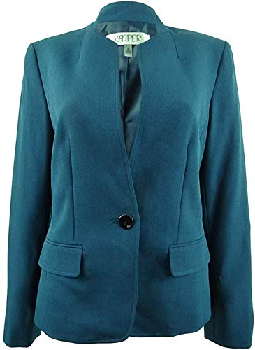 Kasper Women's 1 Button Stand Collar Stretch Crepe Jacket, Mallard, 10