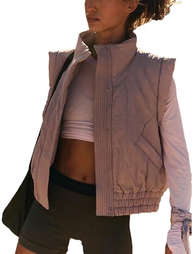 Zontroldy Women's 2025 Winter Puffer Vest Sleeveless High Neck Lightweight Padded Gilet Puffy Coat With Pockets