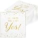 JOYGATHER Engagement Napkins – 100PCS White & Gold Foil Cocktail Napkins, 3-Ply Disposable Paper 5x5 Inches, “He Asked, She Said Yes!” Engagement Party Decorations for Bridal Shower, Wedding