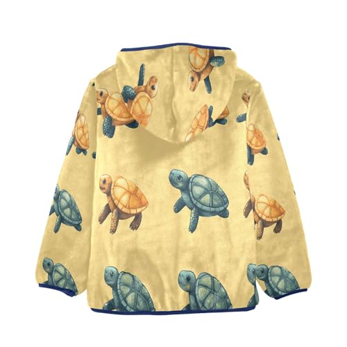Sea Colorful Turtle Pattern Print Toddler Fleece Jacket Girl Boys Hooded Fleece Jacket Coat Warm Outwear Zip-up 3-10T2