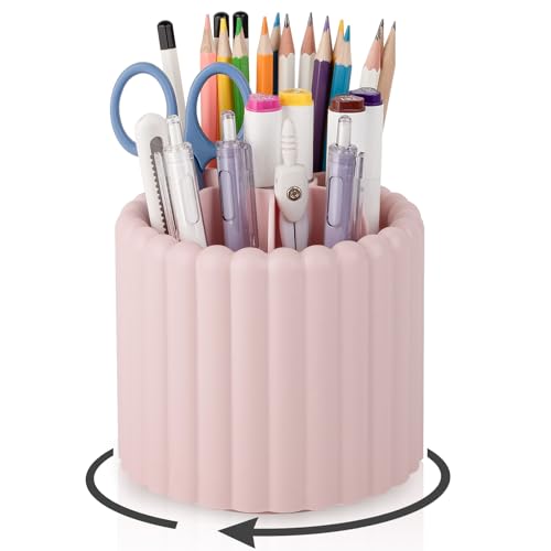 Image of Anyoifax 360 Rotating Pen Holder for Desk Removable Pencil Organizer, Pink