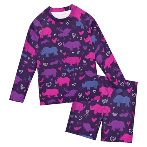 Traje de baño de niños contra quemaduras solares con manga larga de rinoceronte