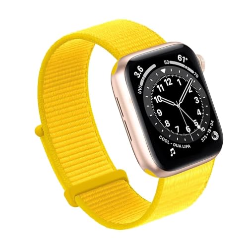 Bracelet sport boucle en nylon jaune pour Apple Watch Ultra 8 7 SE 42/44/45/49mm