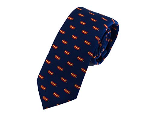 Corbata de hombre azul bandera española - Corbata azul con bandera españa...