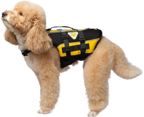 Cressi DLJ Dog Life Jacket, Dog Life Jackets, Black/Yellow, MXS