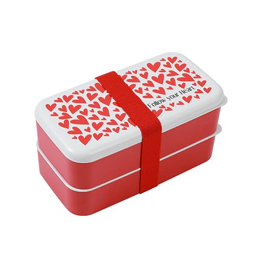 I-TOTAL® - Lunch Box with Two Tier Bento Box with Cutlery Follow Your Heart Valve