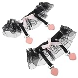 BESPORTBLE Lace Heart Thigh Garters for Women with Bowknot, Pink Soft Fashion Sock Belt, Bridal Decorative Lace Leg Rings, Wedding Garter Accessories