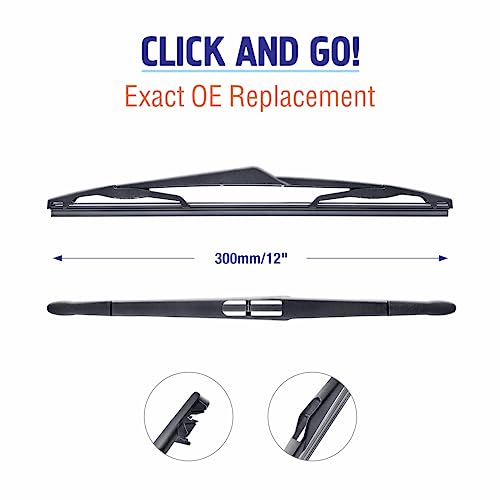 Image of 12 inch (12-M) Silicone Rear Wiper Blade Replacement for Ford Focus 2018-2012 Fiesta 2018-2011 /For Saab 9-3 2011-2006 9-5 2009-2006 Back Windshield Wiper For My Car