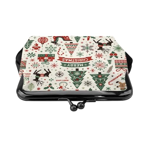 Pu Leather Buckle Coin Purse Christmas-Tree-Candy-Cane Girls Kiss-Lock Change Purse Wallets2