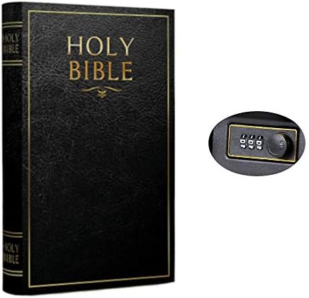 Real Pages Portable Diversion Book Safe - Hollowed Out Book with Hidden Secret Compartment for Jewelry, Money and Cash (Bible) (Large, Combination Lock)