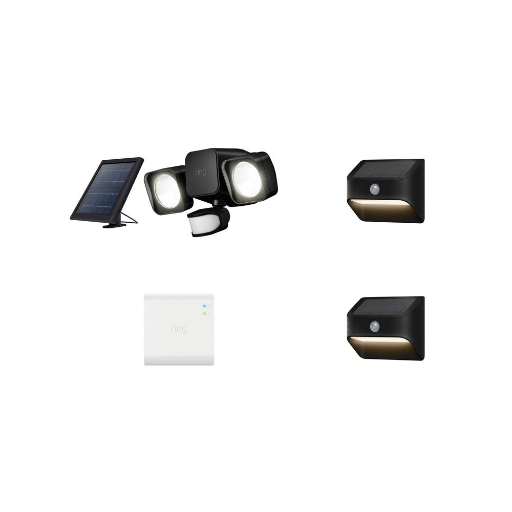 Ring Solar Floodlight + (2) Solar Steplights, Starter Kit Black Tools & Home