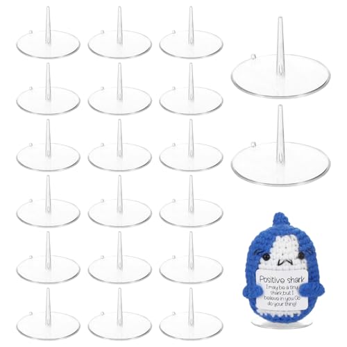 Image of 20 Pcs Crochet Doll Stand, Acrylic Display Base for Emotional Support Pickle, Knitted Doll Holder, Toy Showcase Holder, Home Collectible Display (Round)