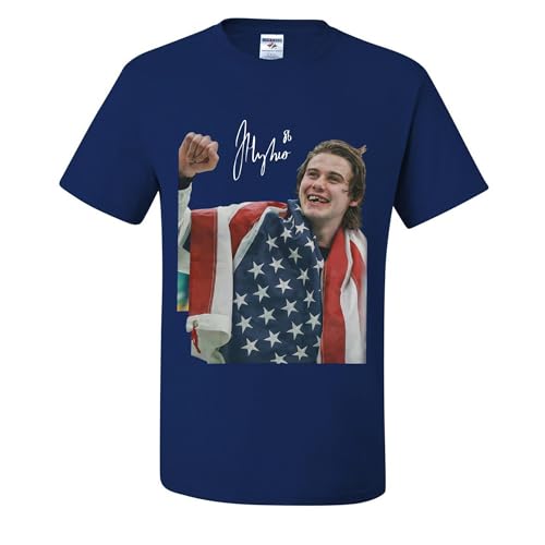 Jack Hughes 86 USA Flag T-Shirts Royal Blue X-Large