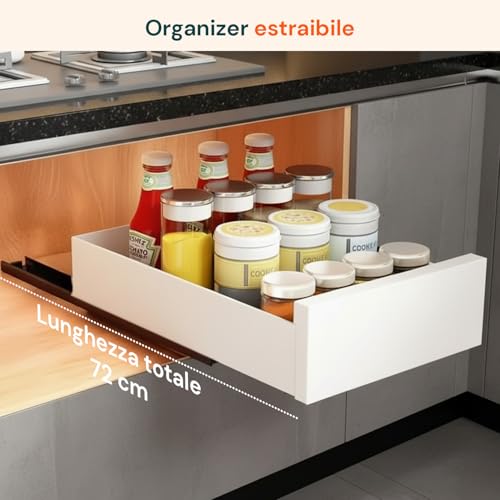 Organiseur multifonction extensible blanc Wintem pour rangement cuisine - 4