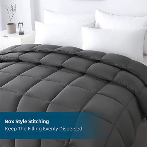 Soft Oversize King Plus Comforter 120"X128"-Extra Large Lightweight Down Alternative Comforter Duvet Insert With 8 Corner Tabs-Fluffy Breathable Microfiber Comforter(Grey, Oversized King Plus) #TOP2
